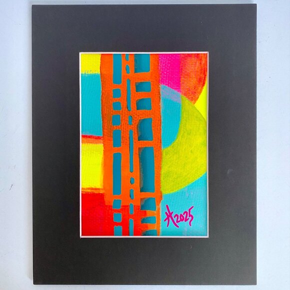 Intersectionality7 Original Acrylic Painting 8x10in Mat Frame Ready Squeegee Art - Picture 2 of 8